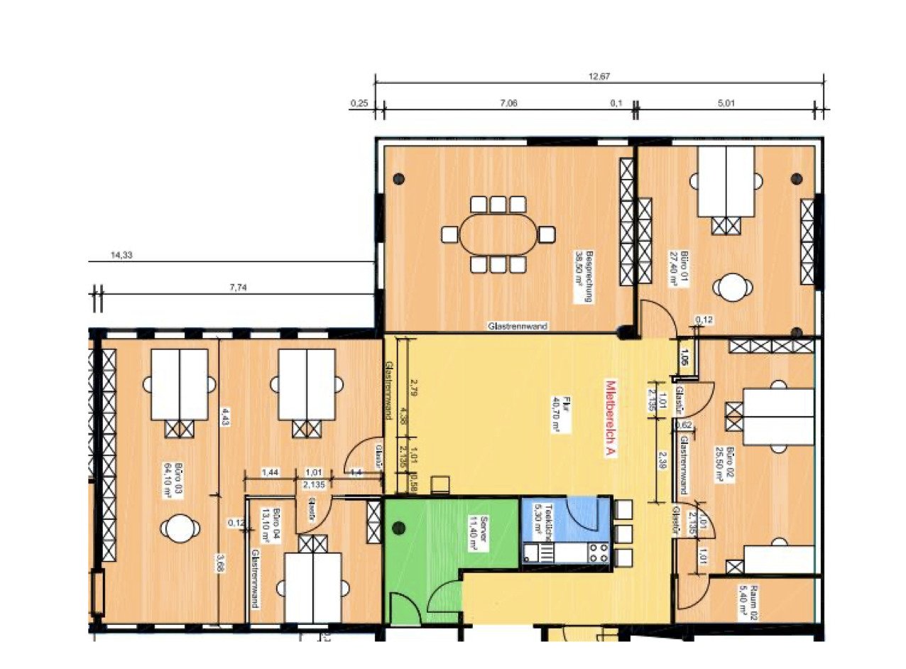 Hochwertig ausgebaute Bürofläche mit Dachterrasse