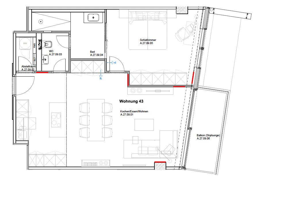 Exklusive 2-Zimmer-Wohnung im 27. Obergeschoss – voll möbliert mit Skyline-Blick