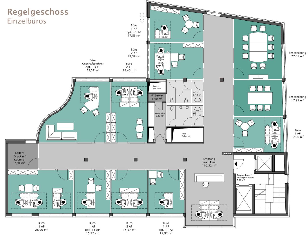 Regelgeschoss Einzelraumplanung