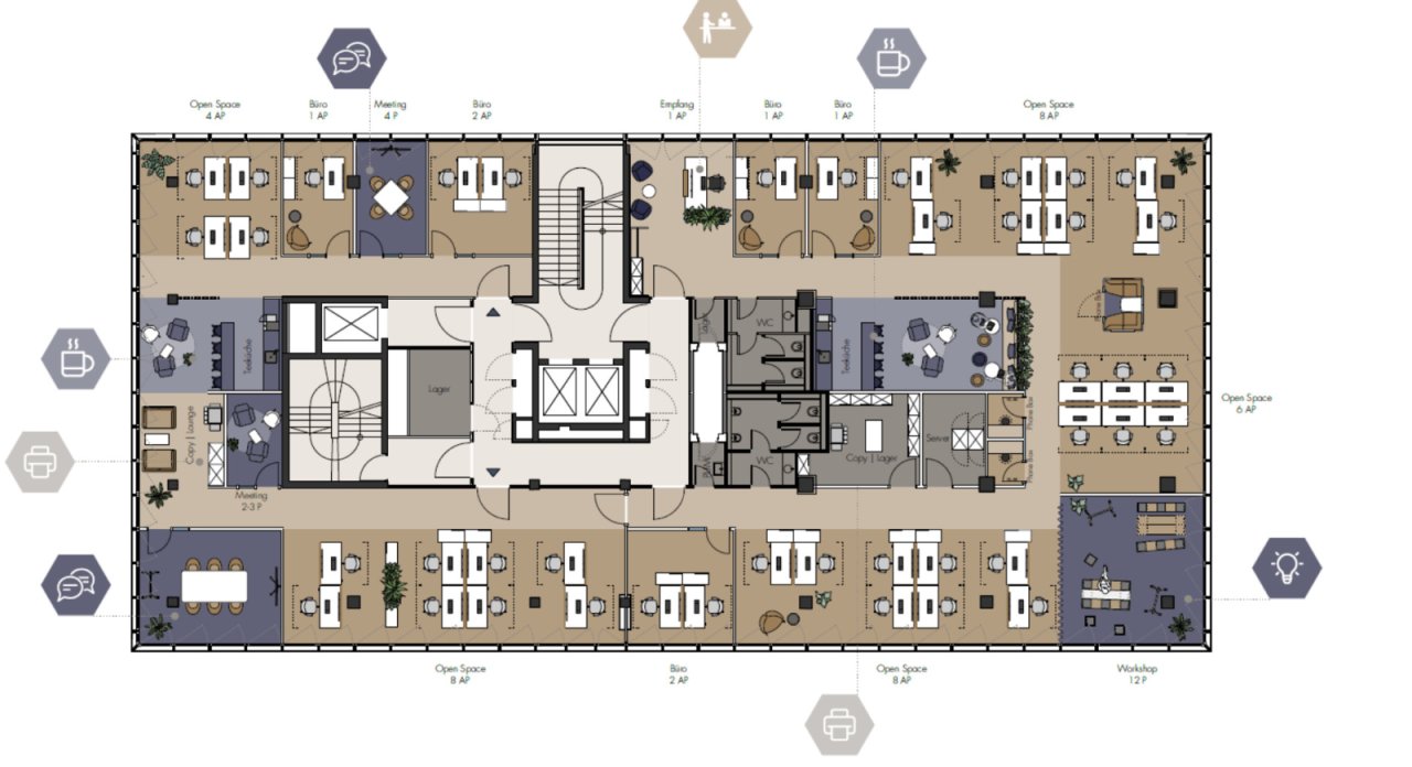 Gesamte Etage ca. 711 m² Gesamte Etage ca. 711 m²