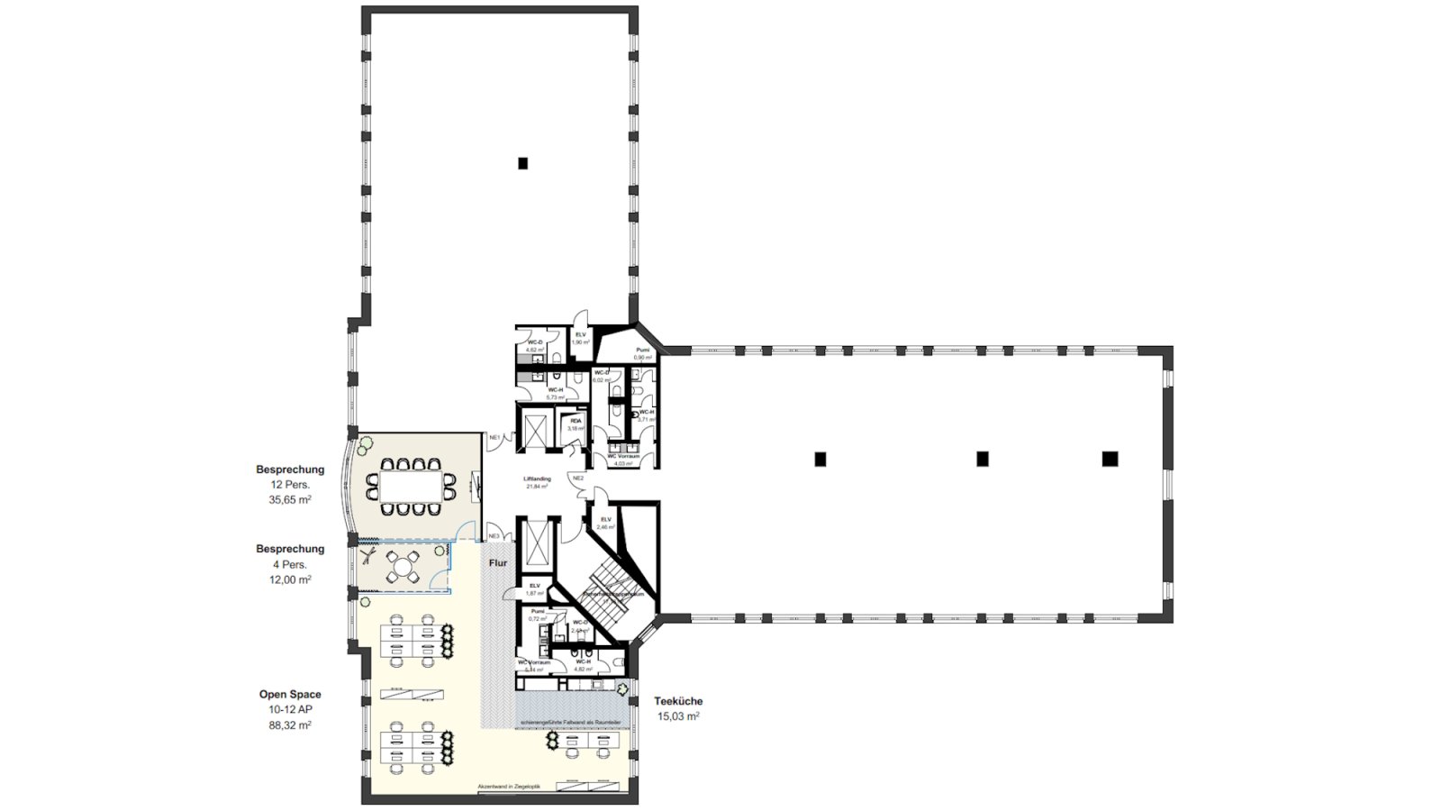 4. Obergeschoss mit ca. 207 m² 4. Obergeschoss mit ca. 207 m²