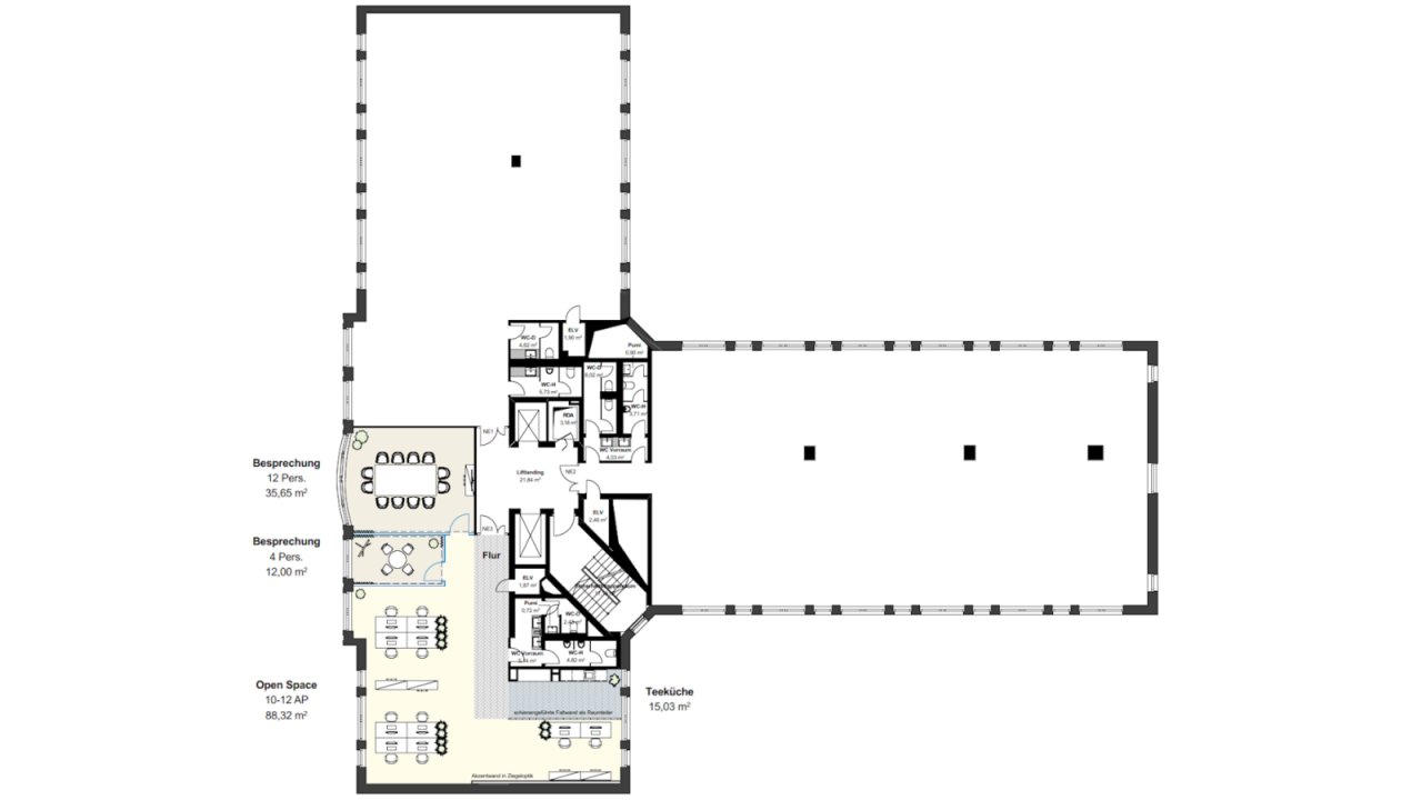 4. Obergeschoss mit ca. 207 m² 4. Obergeschoss mit ca. 207 m²
