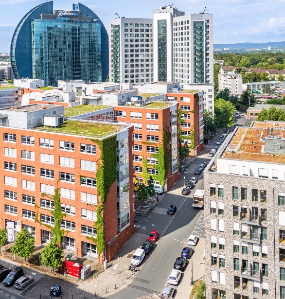 Frankfurt am Main: Moderner Bürokomplex unweit des Westbahnhofs Frankfurt am Main: Moderner Bürokomplex unweit des Westbahnhofs