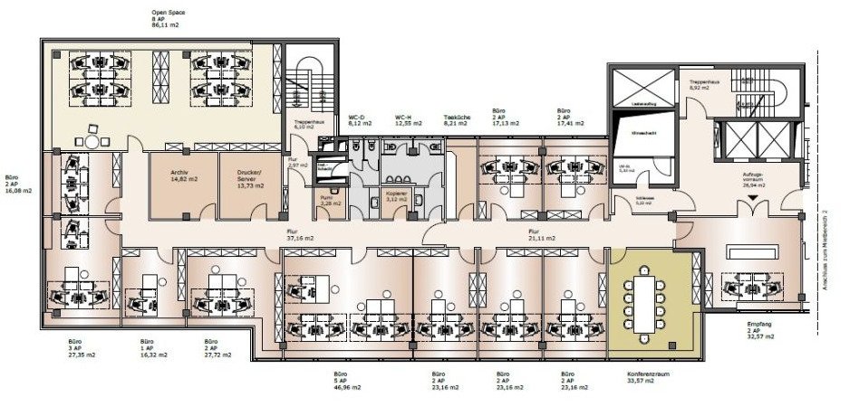 Regelgeschoss links ca. 580 m² Regelgeschoss links ca. 580 m²