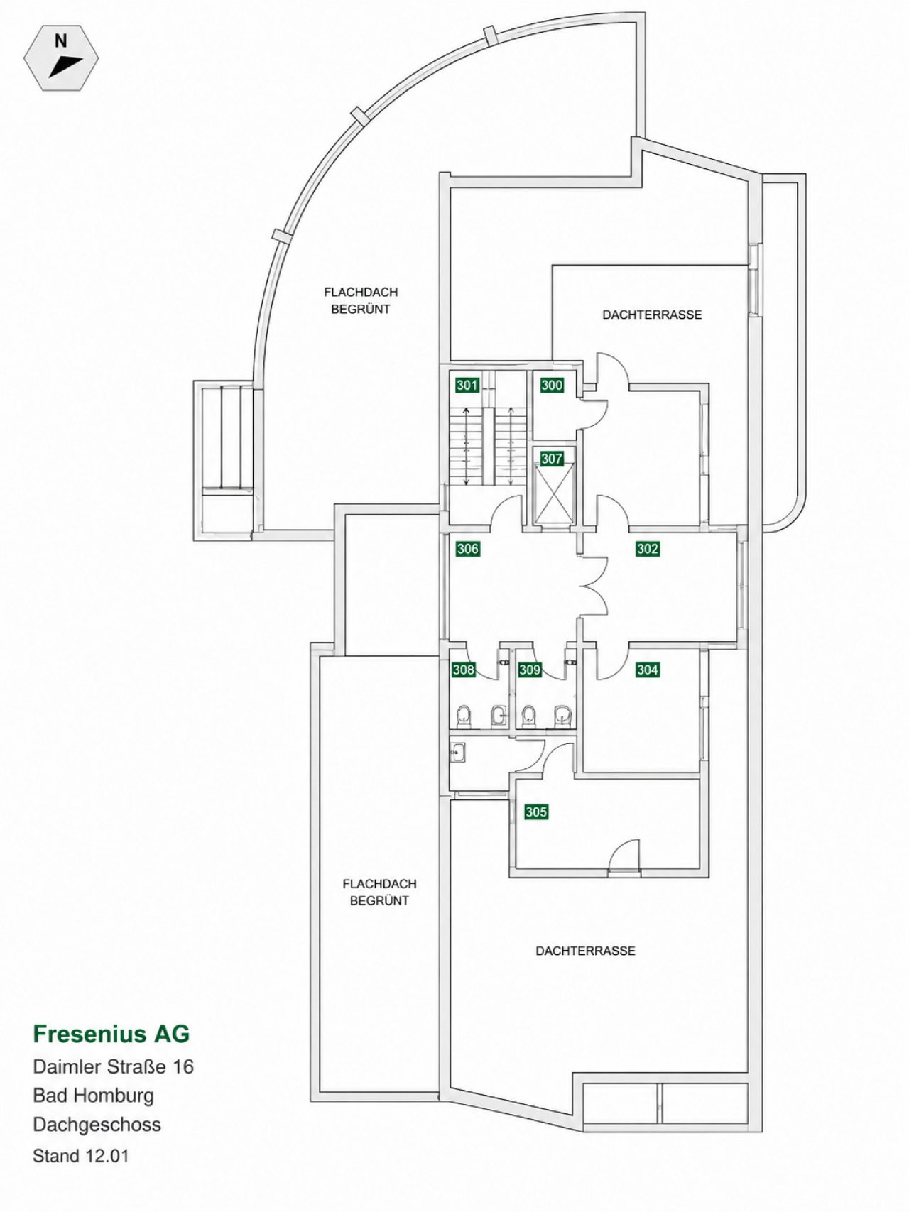 Intelligente Raumorganisation mit zentralem Treppenhaus und flexibel nutzbaren Büroflächen