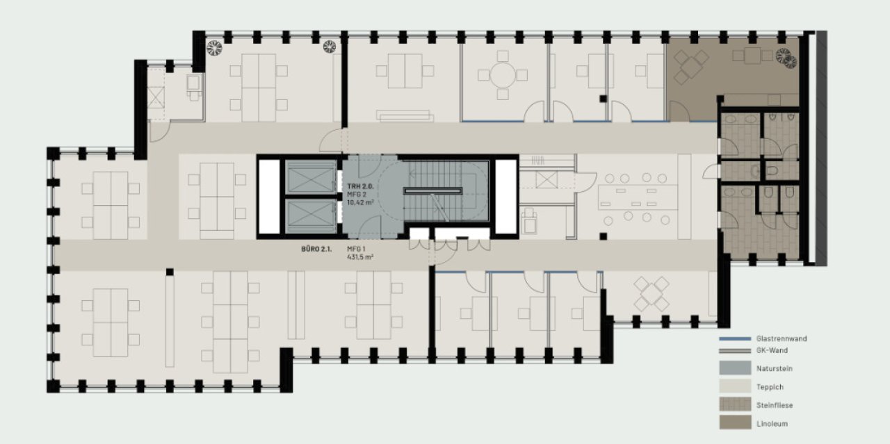 2. bis 4.Obergeschoss jeweils ca. 431 m² 2. bis 4.Obergeschoss jeweils ca. 431 m²