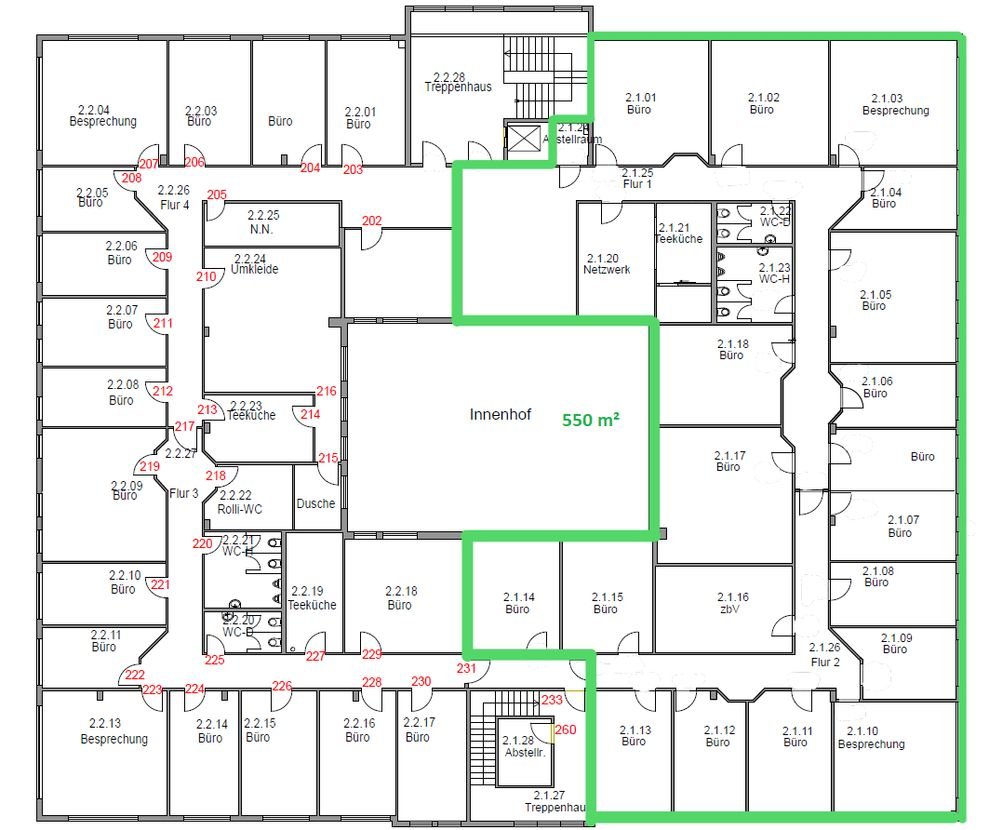 2.Obergeschoss ca. 550 m² 2.Obergeschoss ca. 550 m²
