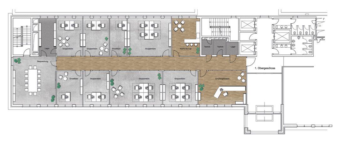 Modernisiertes Bürogebäude mit hoher Visibilität
