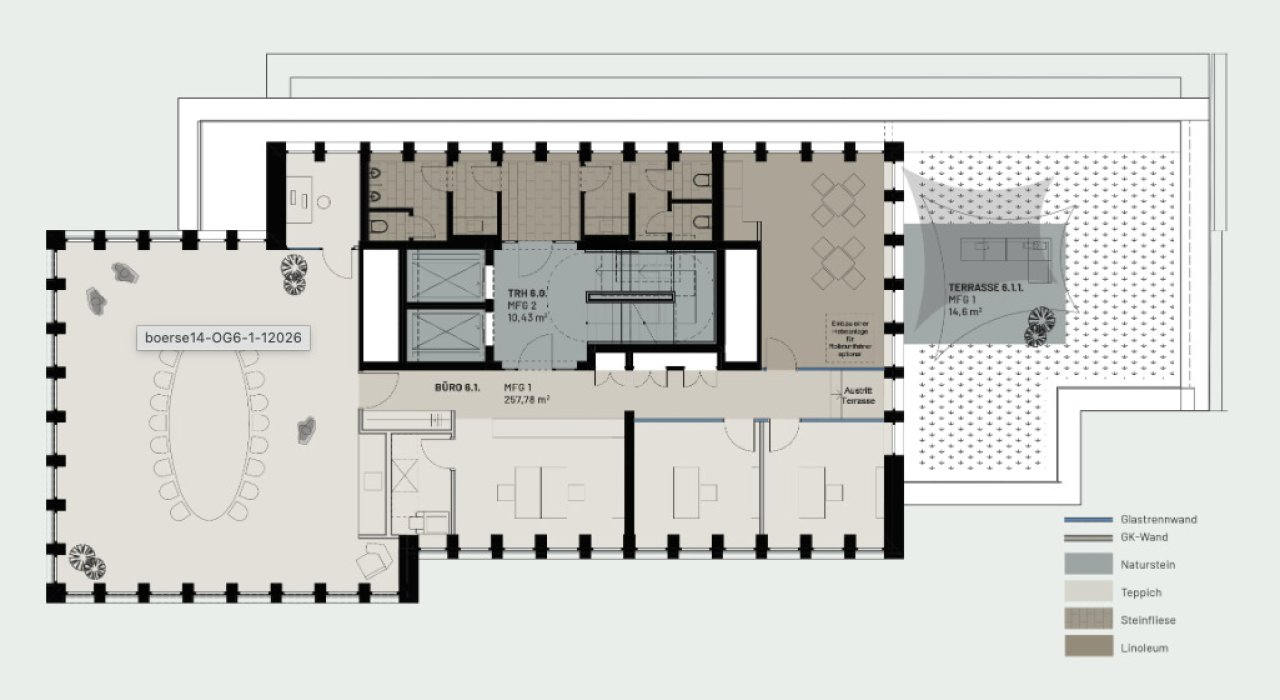 6.Obergeschoss ca. 257 m² 6.Obergeschoss ca. 257 m²