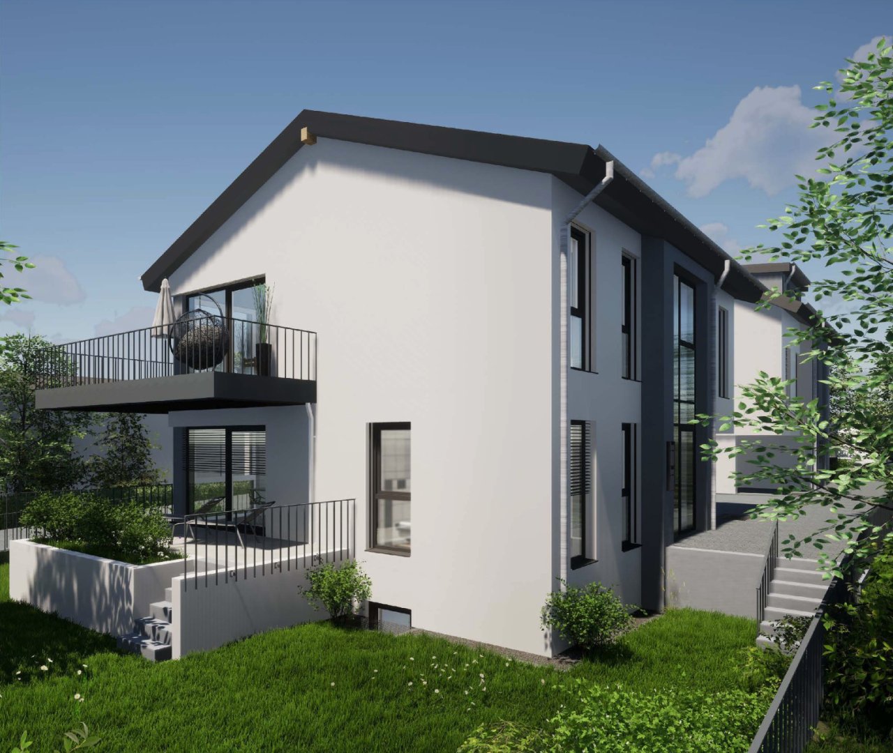 Modern city villa with balcony and garden - your dream home on two levels!
